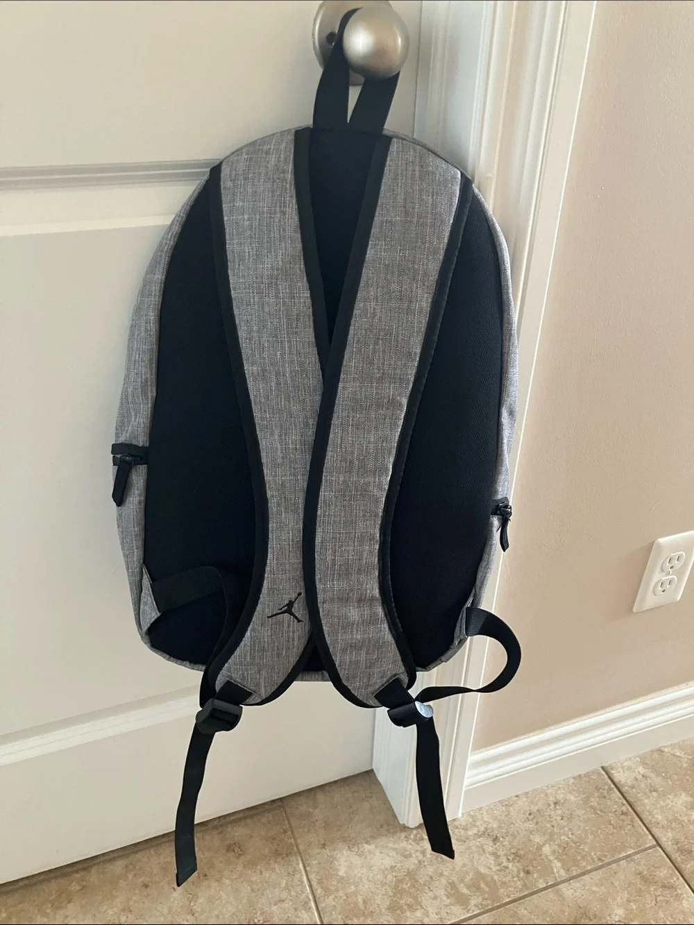 Jordan Gray Backpack with Red Jumpman Logo